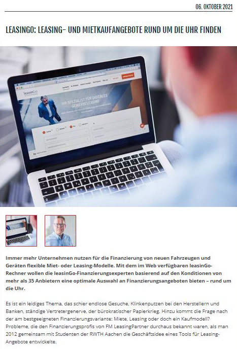 Auszug aus dem Artikel über leasinGo im bauMAGAZIN Auszug aus dem Artikel über leasinGo im bauMAGAZIN